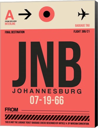 Framed JNB Johannesburg Luggage Tag 2 Print