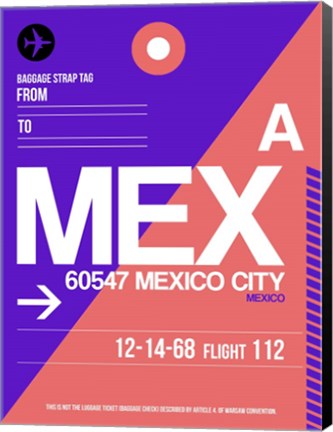 Framed MEX Mexico City Luggage Tag 1 Print