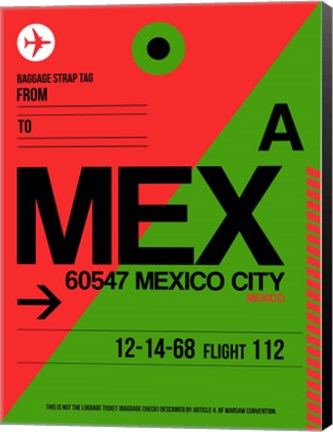 Framed MEX Mexico City Luggage Tag 2 Print