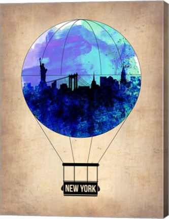 Framed New York Blue Air Balloon Print