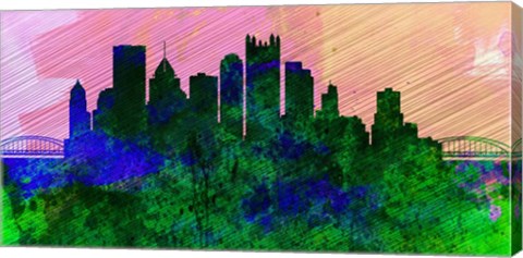 Framed Pittsburgh City Skyline Print