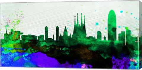 Framed Barcelona City Skyline Print