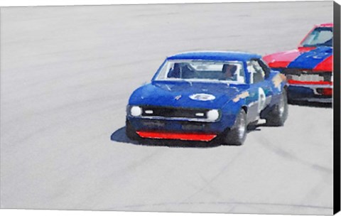 Framed Chevy Camaro on Race Track Print