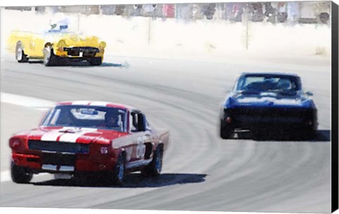 Framed Mustang and Corvette Racing Print