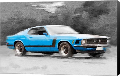 Framed 1970 Ford Mustang Boss Blue Print