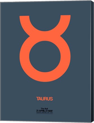 Framed Taurus Zodiac Sign Orange Print