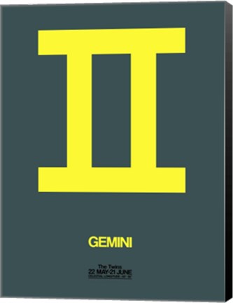 Framed Gemini Zodiac Sign Yellow Print