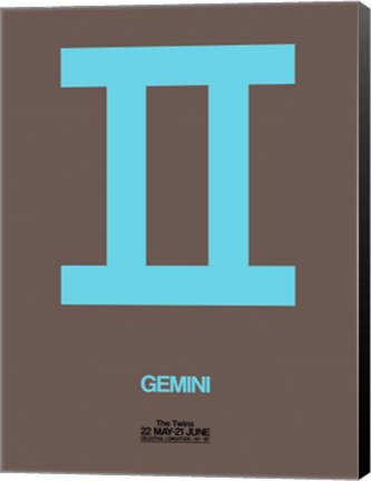 Framed Gemini Zodiac Sign Blue Print