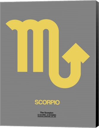 Framed Scorpio Zodiac Sign Yellow on Grey Print