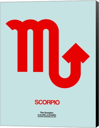 Framed Scorpio Zodiac Sign Red Print