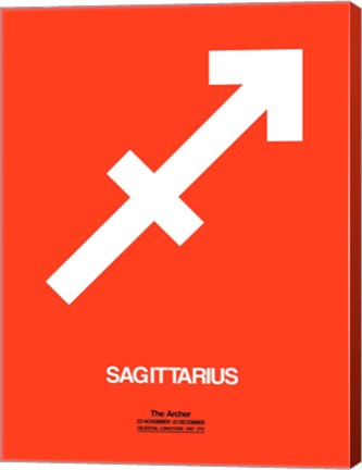 Framed Sagittarius Zodiac Sign White on Orange Print