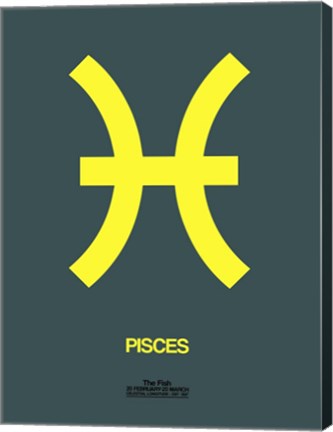 Framed Pisces Zodiac Sign Yellow Print