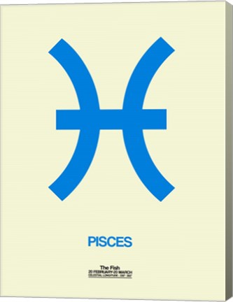 Framed Pisces Zodiac Sign Blue Print