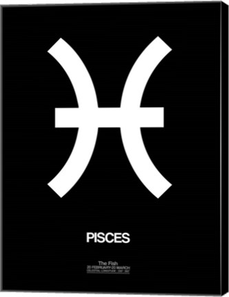 Framed Pisces Zodiac Sign White Print