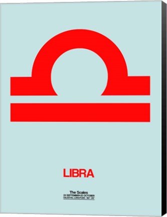 Framed Libra Zodiac Sign Red Print