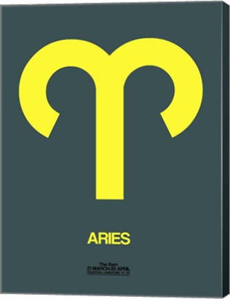 Framed Aries Zodiac Sign Yellow Print