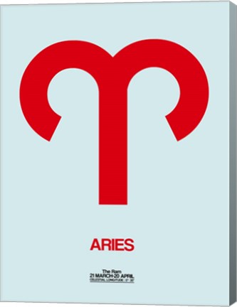 Framed Aries Zodiac Sign Red Print