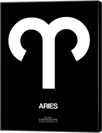 Framed Aries Zodiac Sign White Print