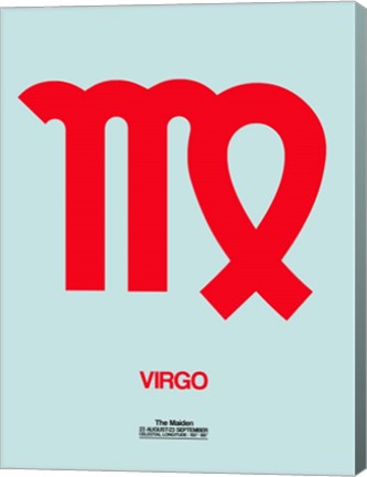 Framed Virgo Zodiac Sign Red Print