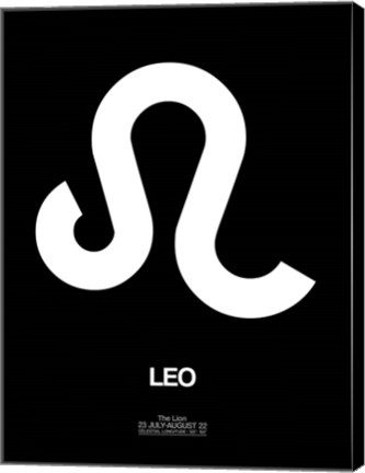 Framed Leo Zodiac Sign White Print