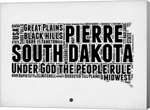 Framed South Dakota Word Cloud 1 Print