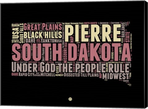 Framed South Dakota Word Cloud 2 Print