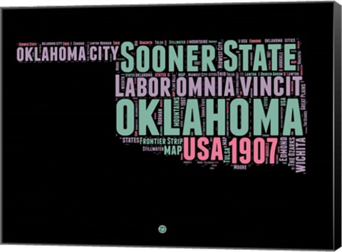 Framed Oklahoma Word Cloud 1 Print