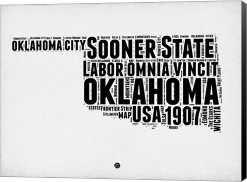 Framed Oklahoma Word Cloud 2 Print