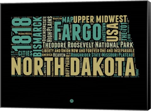 Framed North Dakota Word Cloud 1 Print