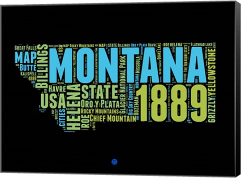 Framed Montana Word Cloud 1 Print