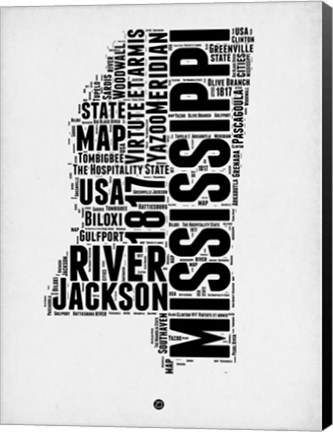 Framed Mississippi Word Cloud 2 Print