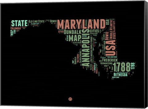 Framed Maryland Word Cloud 1 Print