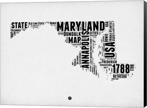 Framed Maryland Word Cloud 2 Print