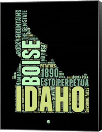 Framed Idaho Word Cloud 1 Print