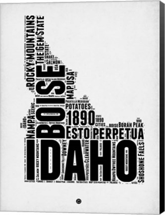 Framed Idaho Word Cloud 2 Print