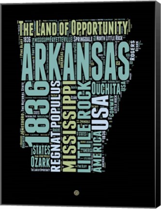 Framed Arkansas Word Cloud 1 Print