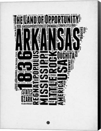 Framed Arkansas Word Cloud 2 Print