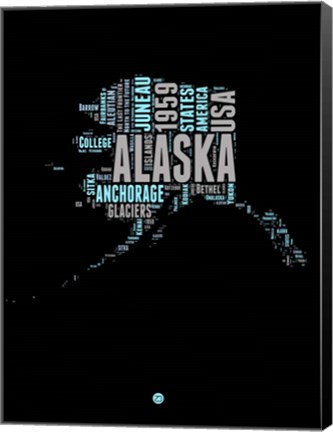 Framed Alaska Word Cloud 1 Print