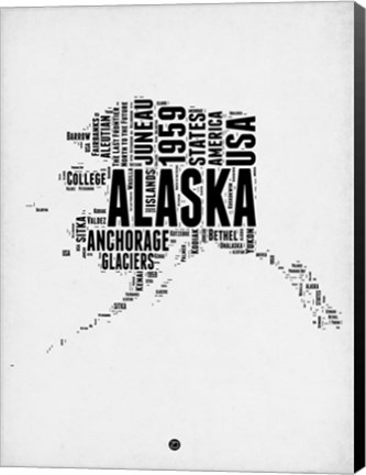 Framed Alaska Word Cloud 2 Print