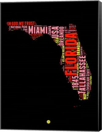 Framed Florida Word Cloud 1 Print