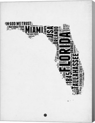 Framed Florida Word Cloud 2 Print