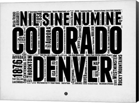 Framed Denver Word Cloud 2 Print