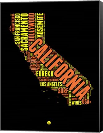 Framed California Word Cloud 1 Print