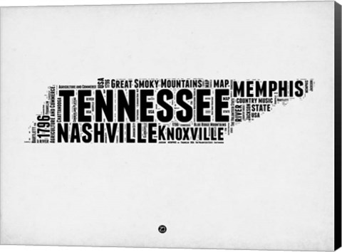Framed Tennessee Word Cloud 2 Print