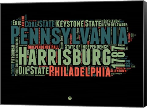 Framed Pennsylvania Word Cloud 1 Print