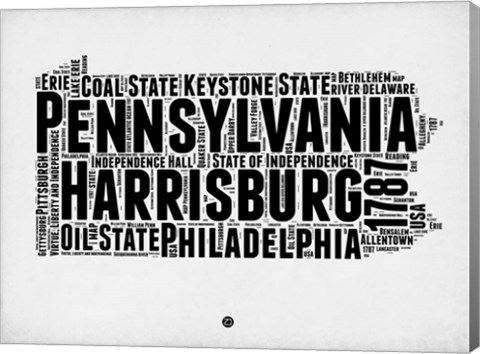 Framed Pennsylvania Word Cloud 2 Print