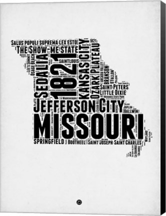 Framed Missouri Word Cloud 2 Print