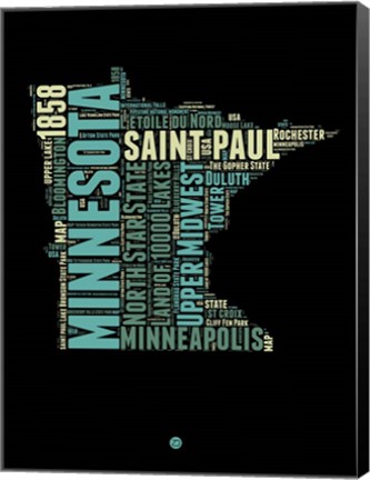 Framed Minnesota Word Cloud 1 Print