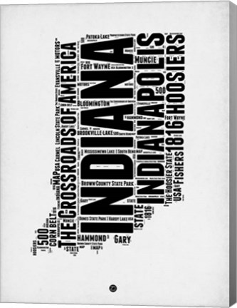 Framed Indiana Word Cloud 2 Print