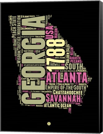 Framed Georgia Word Cloud 1 Print
